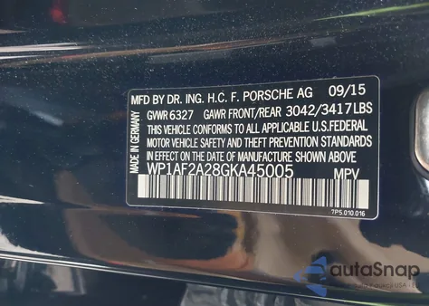 2016 Porsche Cayenne Diesel z USA, uszkodzony, nr VIN WP1AF2A28GKA45005